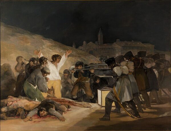 Pintura de Francisco de Goya representando la ejecución de insurgentes españoles por parte del ejército napoleónico en Madrid.